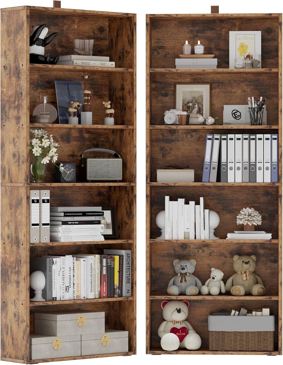 Home Office Industrial Style - Ensemble de 2 étagères hautes, étagère