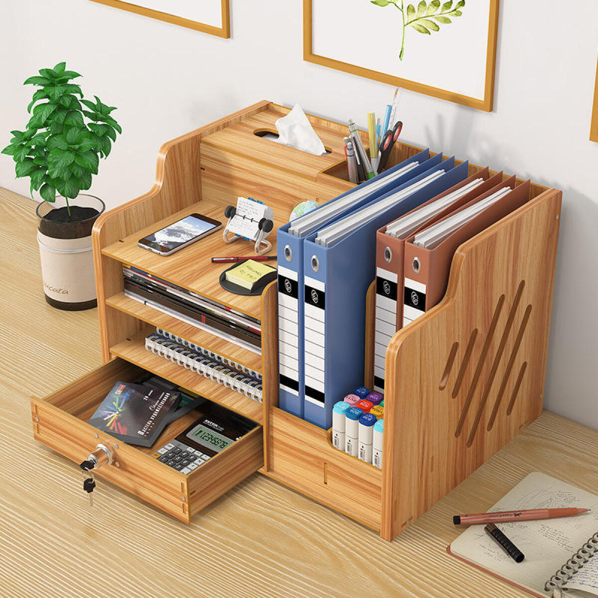 Letter Tray Desk - Organiseur de bureau en bois, boîte