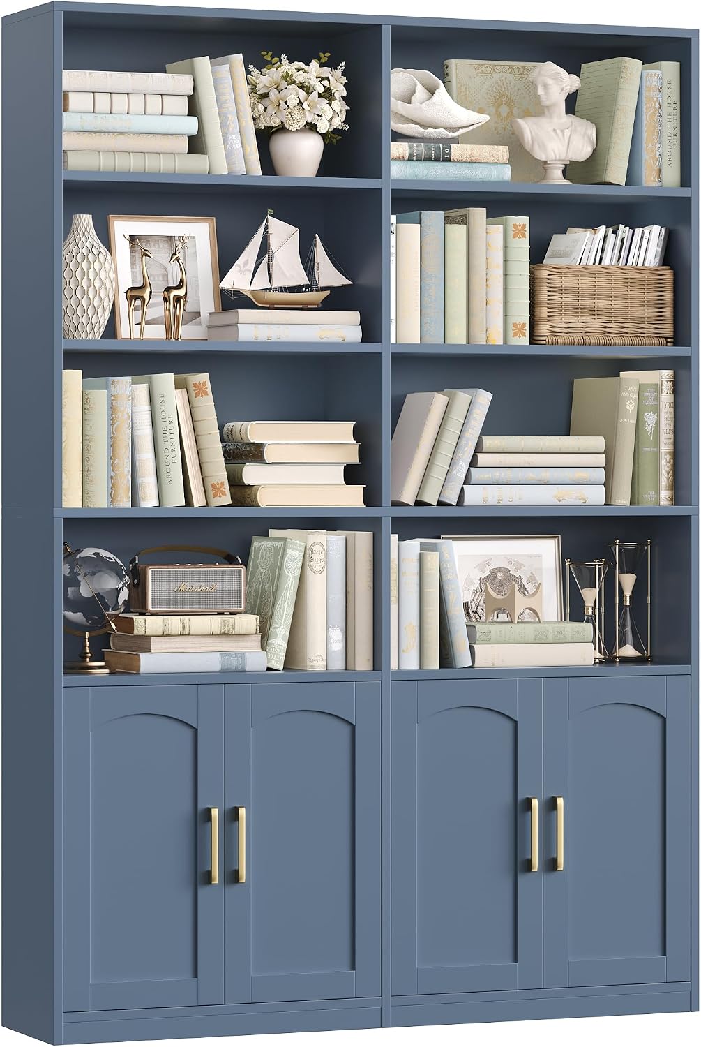 Home Office Industrial Style - Étagère à livres double largeur avec