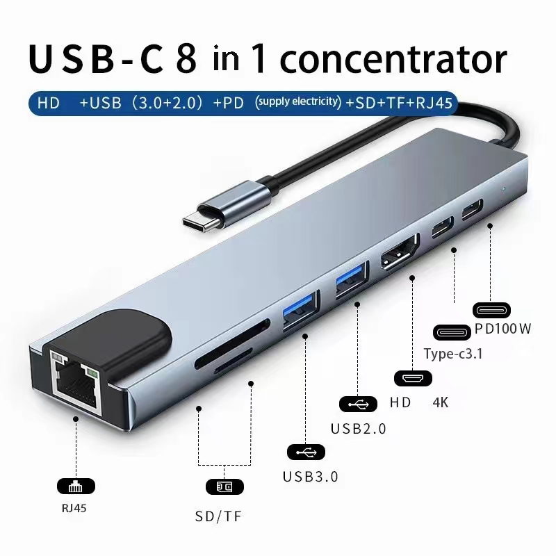 Home Office For Mac - Adaptateur USB 8 en 1 Type