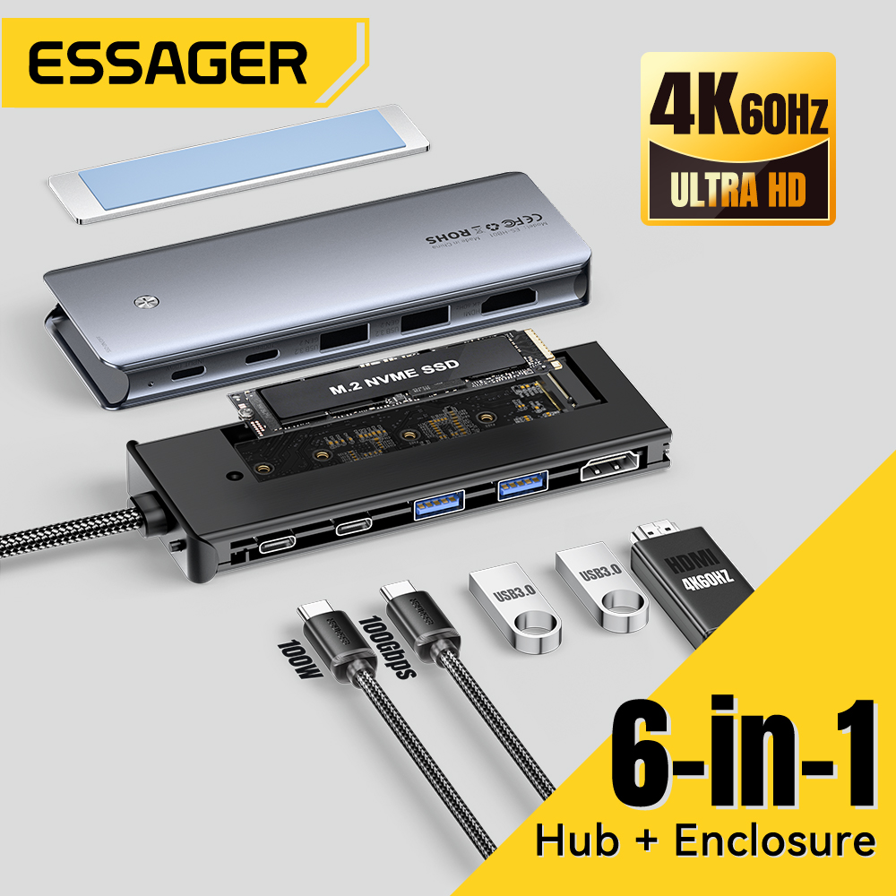 Home Office For Mac - Essager USB C Hub avec boîtier