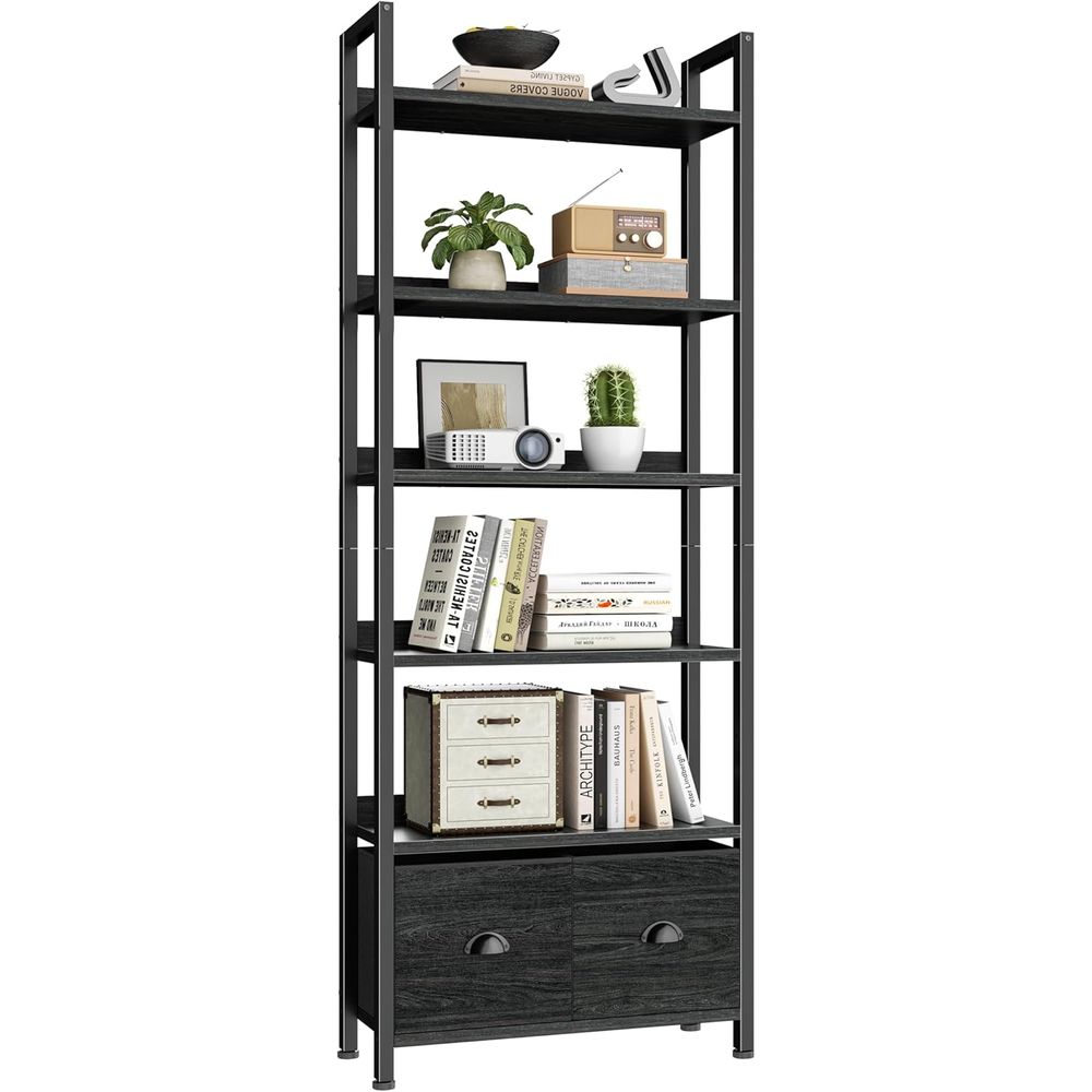 Home Office Industrial Style - Bibliothèque haute à 6 niveaux avec