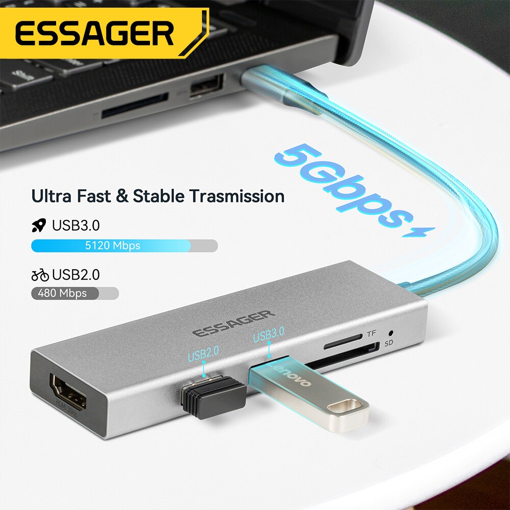 Essager 5 en 1 USB C HUB HDMI- - Home Office For Mac avis et prix