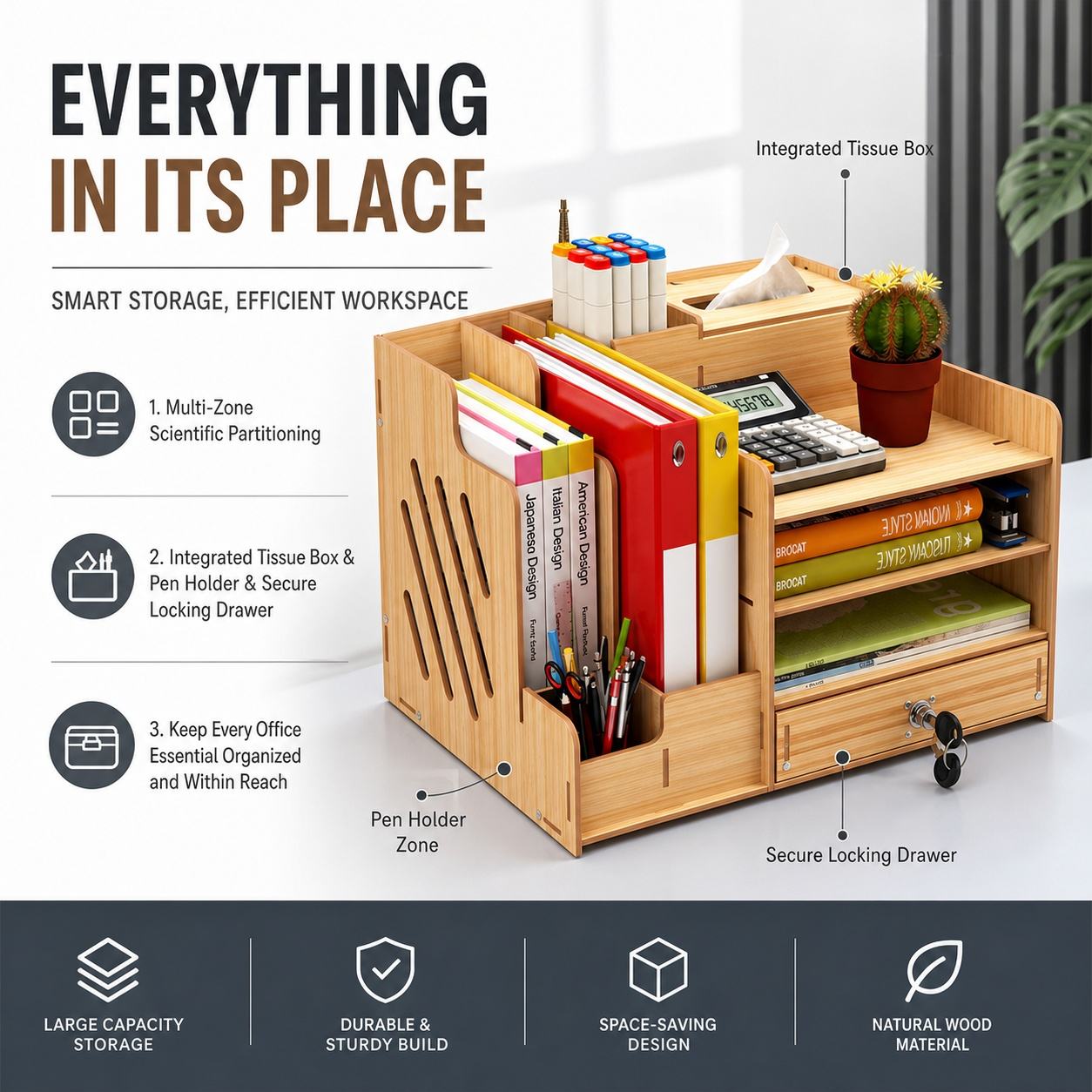 Organiseur de bureau en bois,  - Letter Tray Desk avis et prix