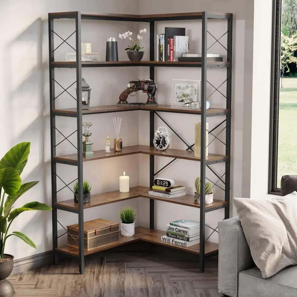 Bibliothèque en L à 6 niveaux, - Home Office Industrial Style avis et prix