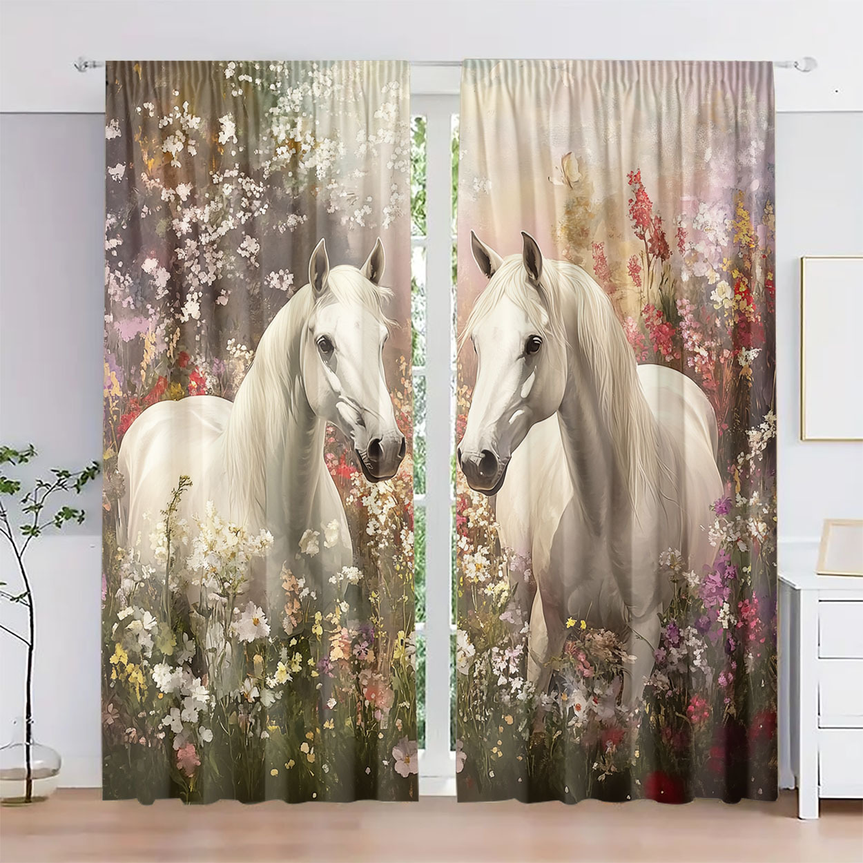 Rideaux Esthétiques Cheval et  - Home Office Romance avis et prix