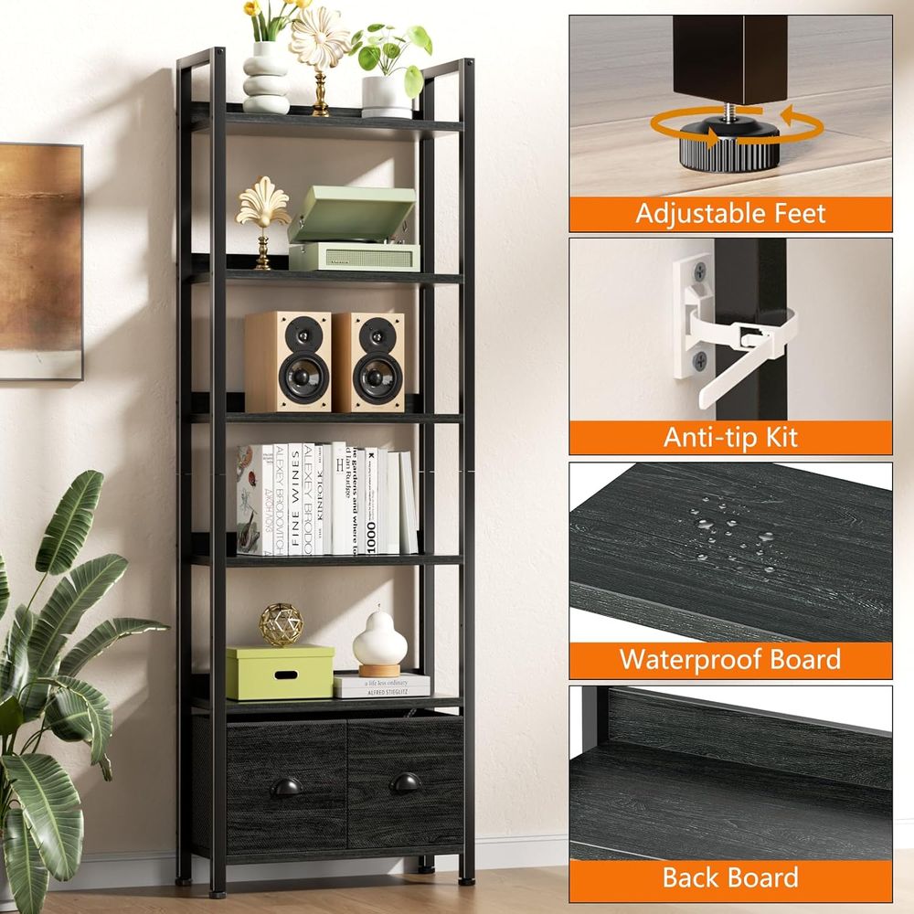 Bibliothèque haute à 6 niveaux - Home Office Industrial Style avis et prix
